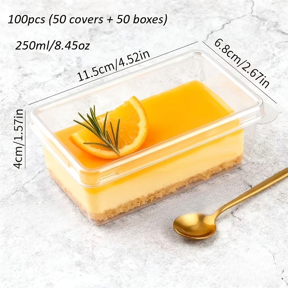 100pcs (50 Lids + 50 Containers) Clear Tiramisu Boxes | Transparent Layered Storage, Design, Reusable, Ideal For Celebrations, Weddings, Holidays