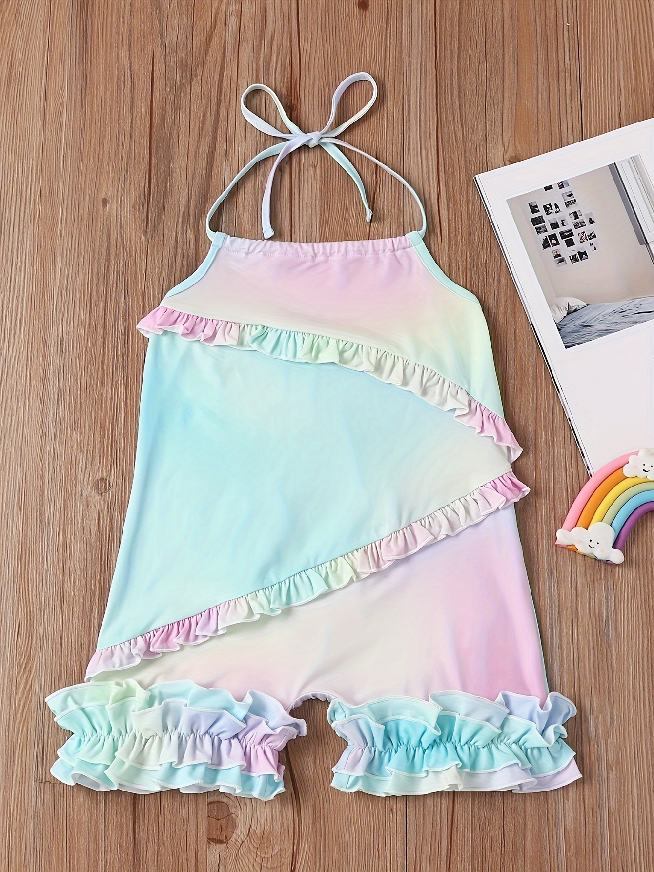 's sleeveless smock dress - short hem & back summer romper, pastel blue/pink/yellow/green/purple tie-dye outfit & ( casual playwear), outdoor | High-quality & Affordable | Temu