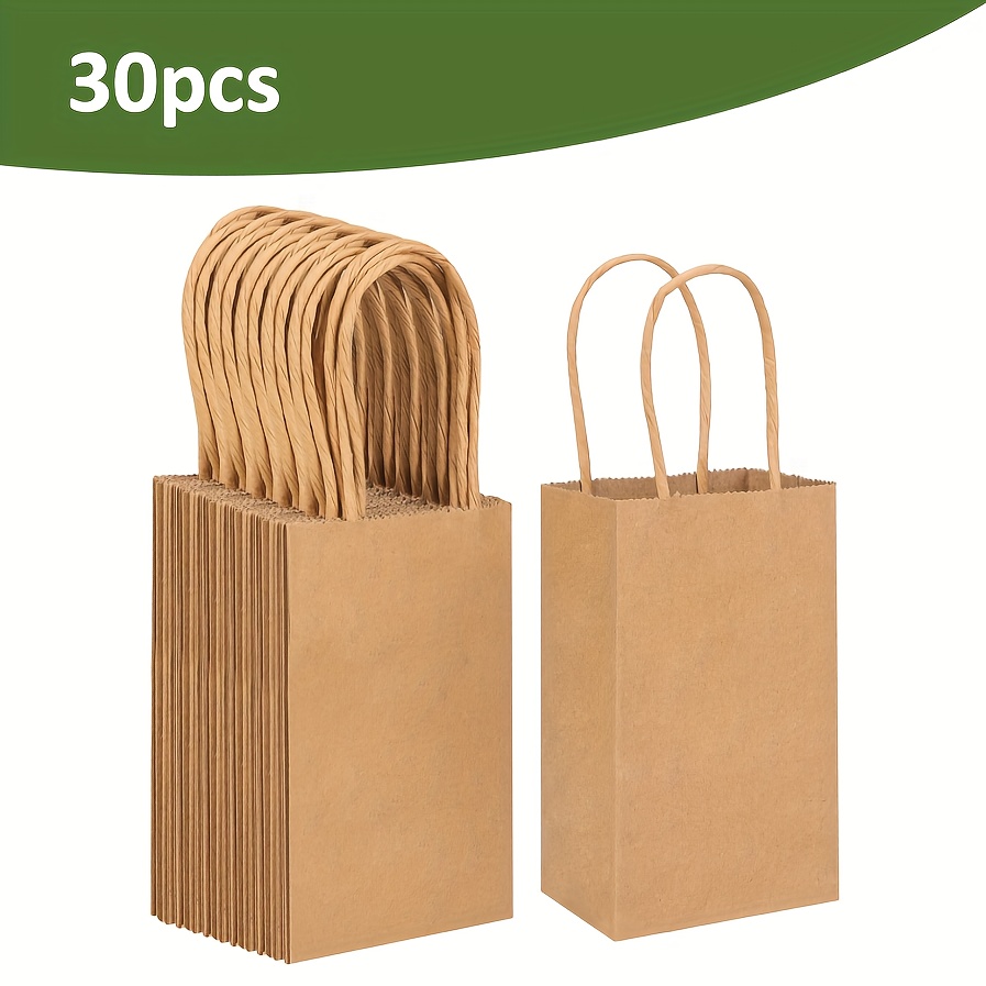

30pcs, Brown Mini Gift Bags Bulk, 6x3.5x2.4 Inches Mini Gift Bags With Handles Bulk, Party Favor Bags Candy Bags, Small Mini Bags For Business, Shopping, Retail, Wedding Supplies Christmas Supplies