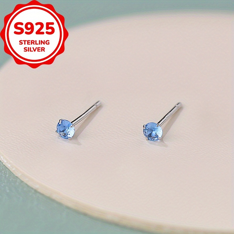 TEMU 1 Paire de Clous d'Oreilles Scintillants Minimalistes Style Ins en Argent , Boucles d'Oreilles , Élégantes, Douces, Mignonnes et Polyvalentes,
