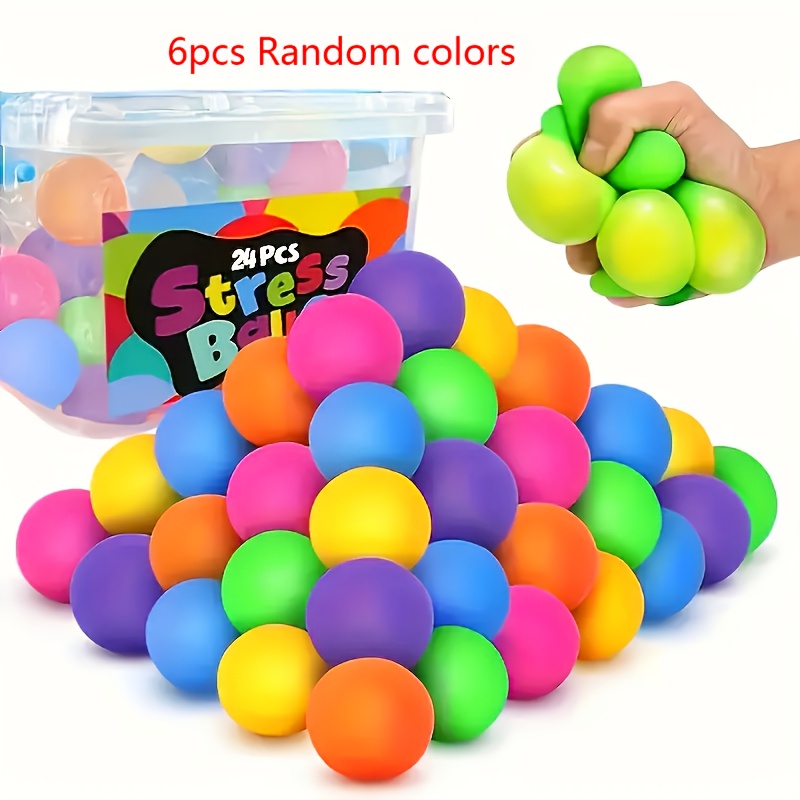 6pcs   stress balls soft dough balls for anxiety relax hand relief toy classroom prize box toys halloween thanksgiving day christmas gift random color