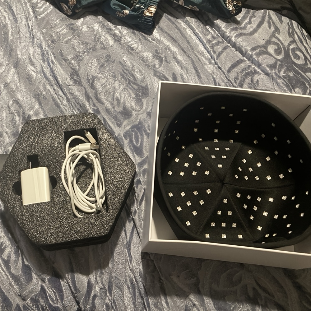 touca de     vermelha com 120 leds | luz vermelha de 660nm e luz infravermelha   de 830nm, touca led para   do couro  , fonte de alimentação, 110v/220v detalhes 8