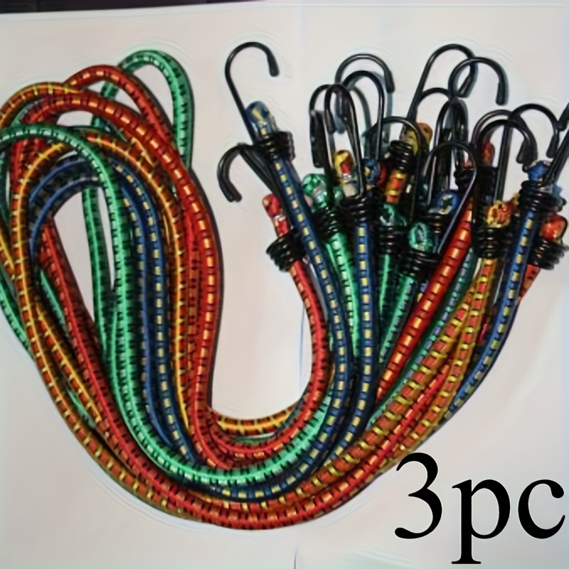 3pcs Elastic Rope For Luggage, Car, Motorcycle | Durable Chemical Fiber, , Open Closure