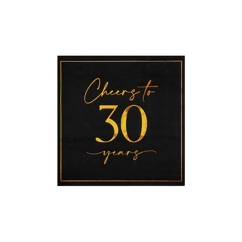 E-shop 24 Stück 30. Geburtstagsparty Servietten mit Goldfolie, 3-lagige Servietten (5x5 Zoll) für Partydekoration, Hochzeitsjubiläumsservietten mit