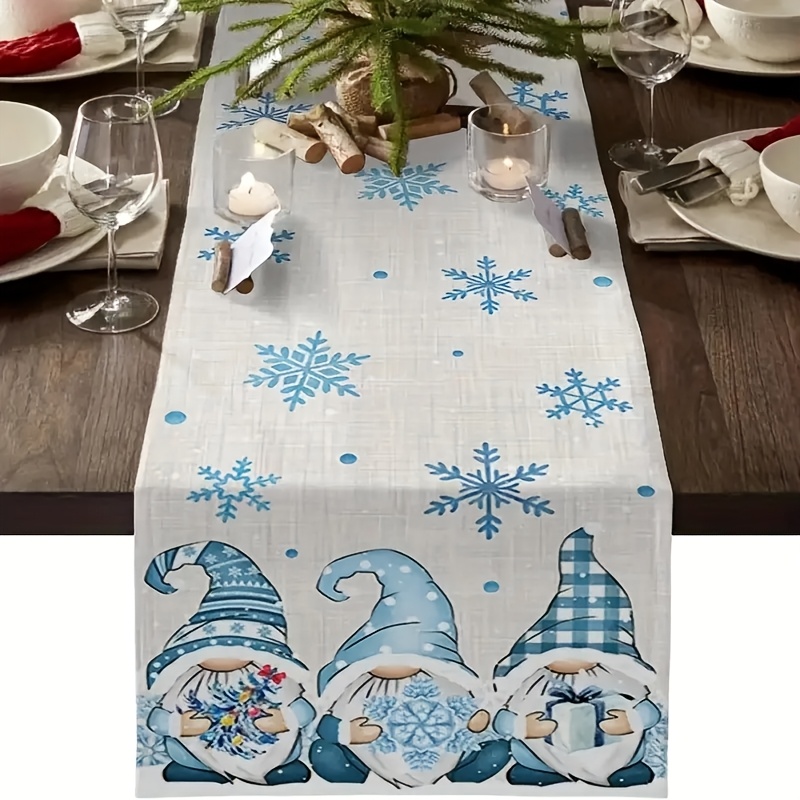 

1pc Christmas Theme Table , And Gnomes , For And Dining, , And Decor, Rectangular Table For Dining And Banquet