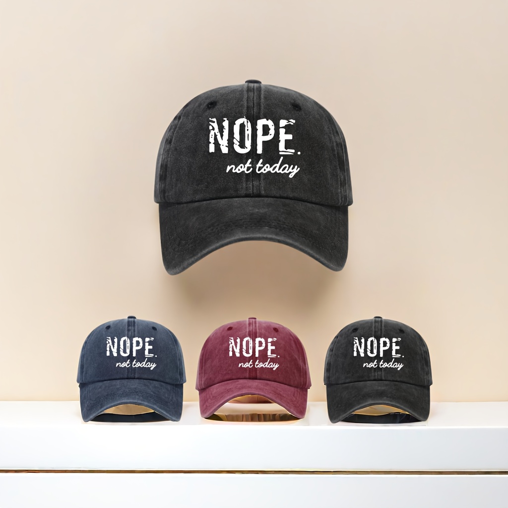 

1pc Nope Printed Baseball Cap Stylish Washed Dad Hat Outdoor Adjustable Sunshade Sports Hats For Women Men