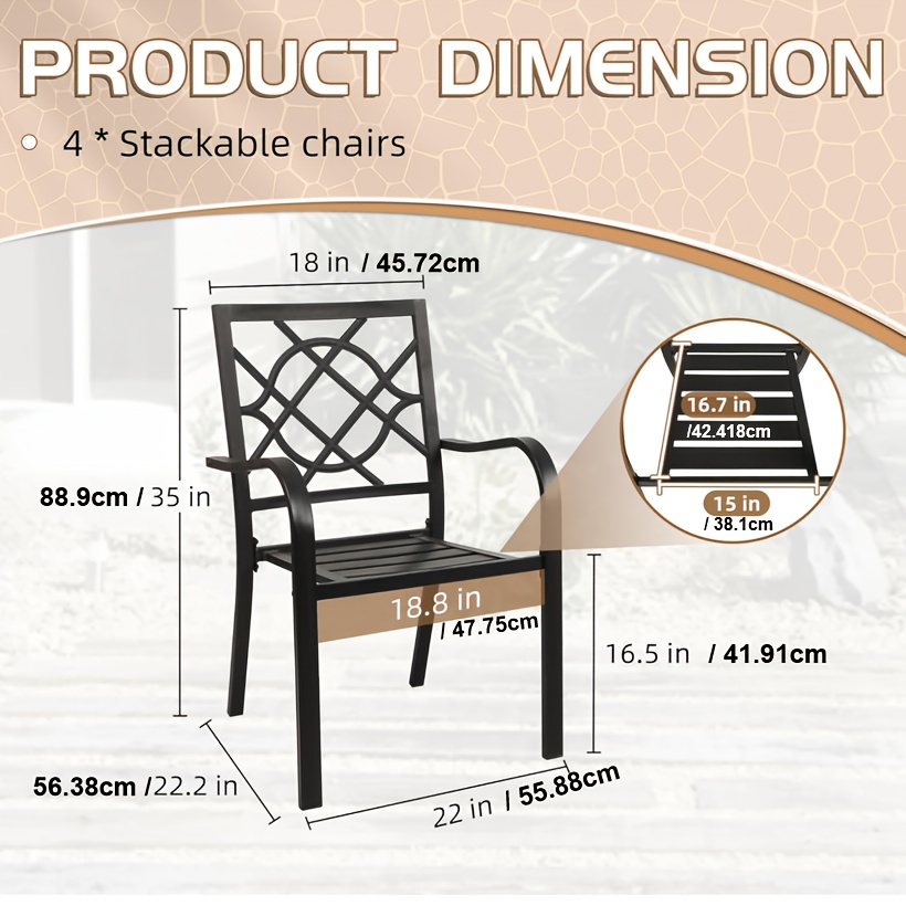5/7pcs Outdoor Dining Set, Including 4/6 New Dining Chairs And 1 Round Table (53