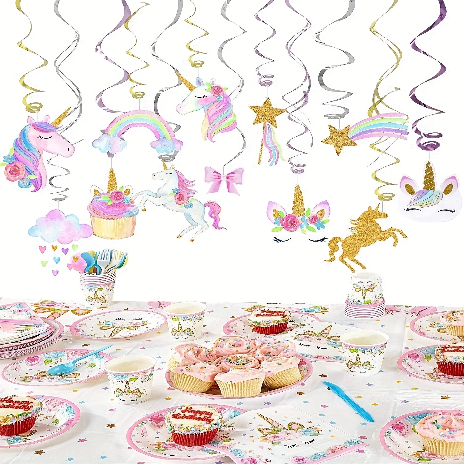 

20pcs Décorations Suspendues Licorne - Parfaites pour les Fêtes d'Anniversaire, le An & les Célébrations de la Saint-Valentin - Fournitures de Fête à Thème Princesse en PVC/