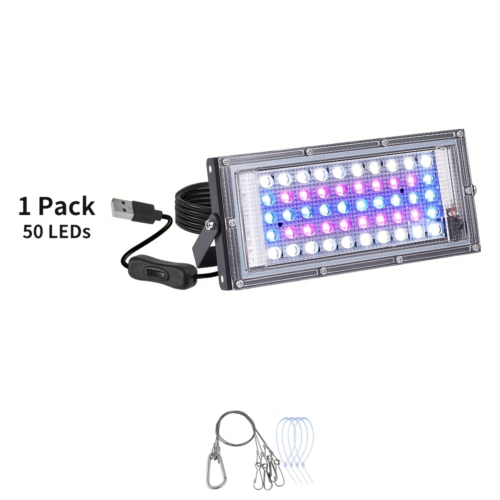 TEMU 1-4 Pack 50/96/144 Leds Plant Growth Lamp, Used For Indoor Plant Seed Growth, Flowering, And , With 59inch Cord Usb Plug And Switch, Low Voltage