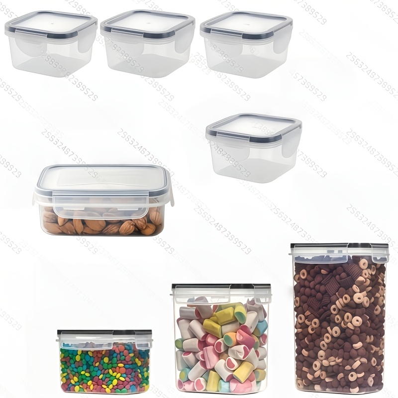 TEMU 16pcs Set (8pcs Jars And 8pcs Lids) Sealed Food Storage Jars, Suitable For Pasta, Noodles, , Flour, And Sugar Kitchen Storage Containers, For