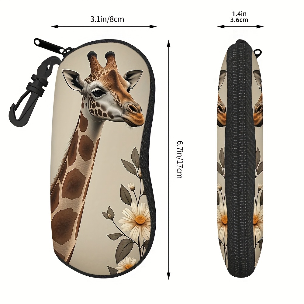 TEMU 1 pièce, Étui à Lunettes Chic Imprimé , Portefeuille à Fermeture Éclair Élégant et Portable, Boîte de Rangement Légère pour Lunettes et