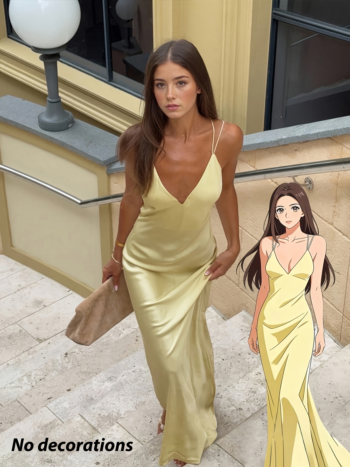 2026 Spring/Summer * Satin * Spaghetti Strap Deep V Dress, Glossy And  Elegant Niche Party Atmosphere Date Night Dress for Women