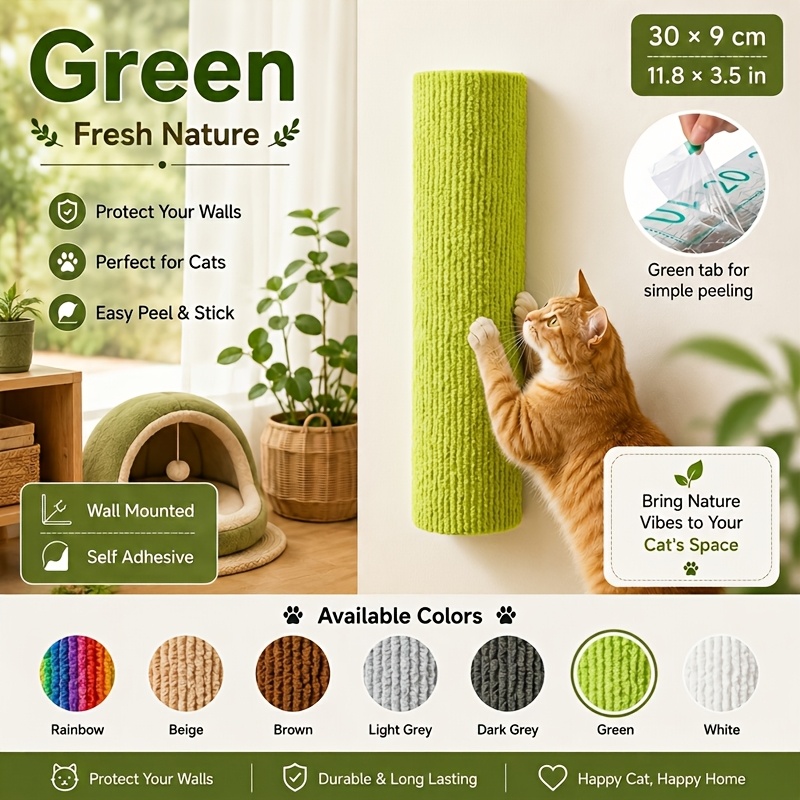 TEMU Cat Scratching Post, Creative Cylindrical Wall-mounted Self-adhesive Scratching Post, Horizontal And Vertical Combination Assembly Cat Wall