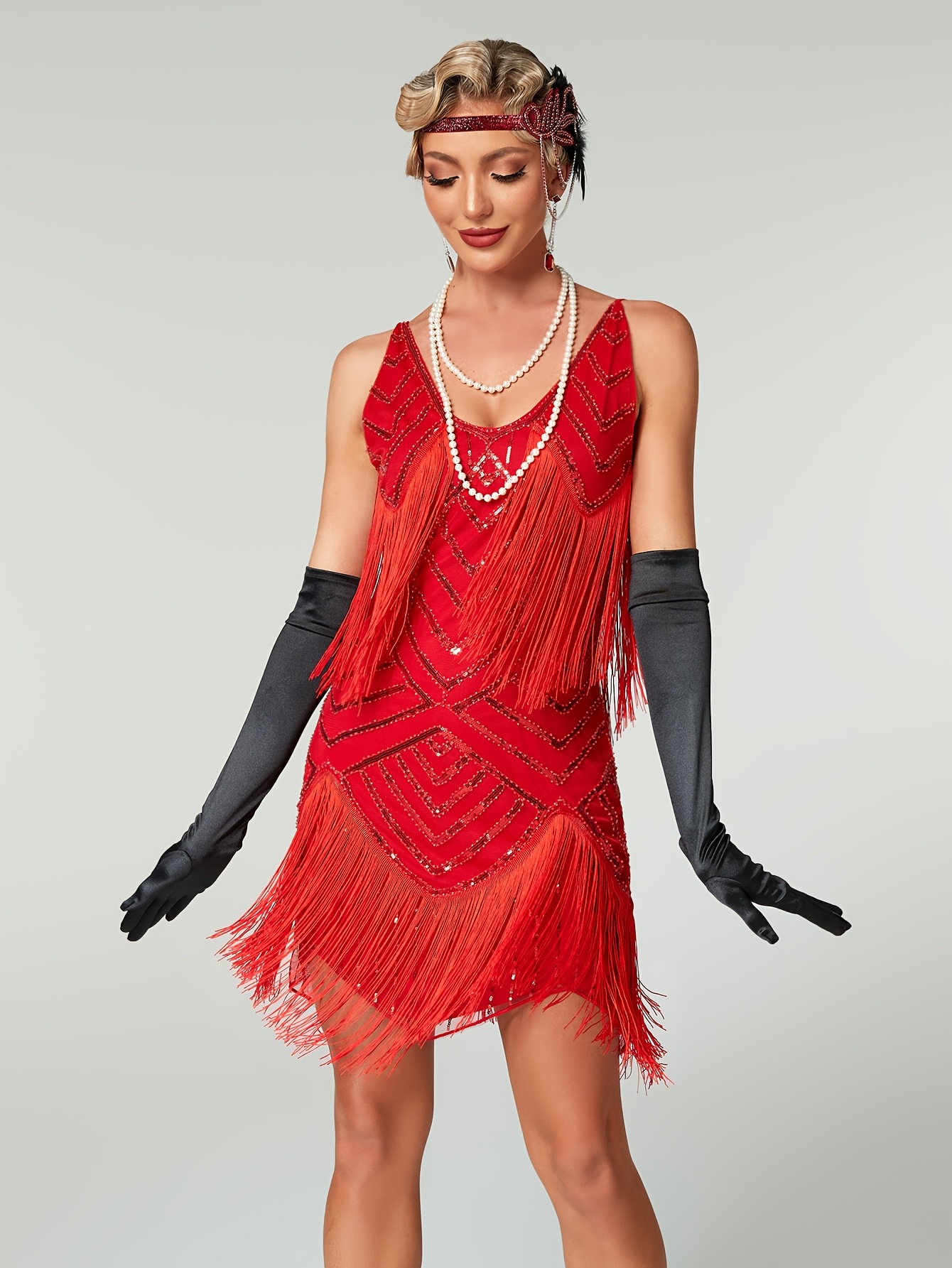 SPORTARC Vintage Boutique Kralen Pailletten 1920s Retro Sjaal Flapper
