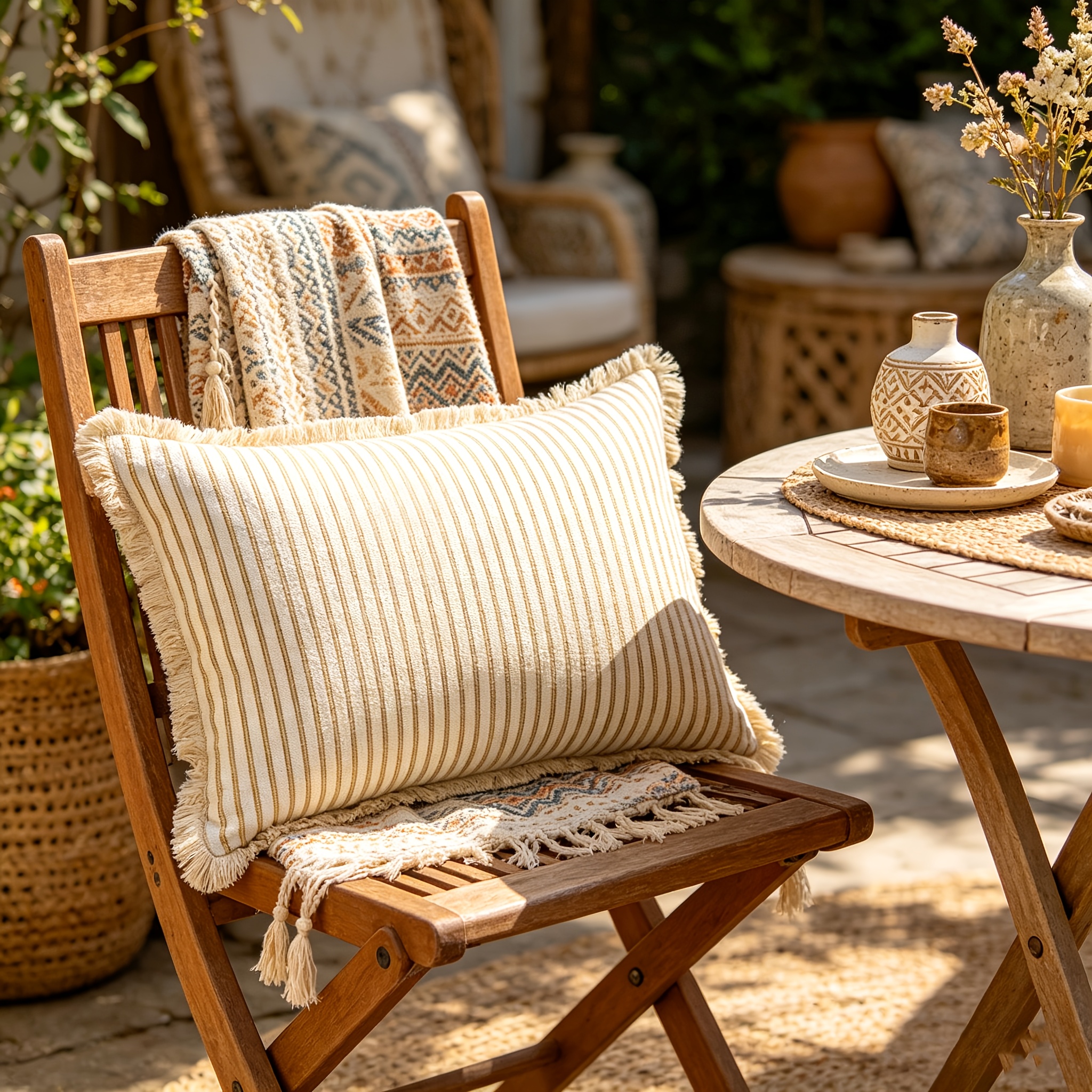 TEMU de cojín bohemia de 1 pieza con borlas y rayas amarillas y cierre de cremallera - de suaves adecuado para decoración de sofá, cama, silla, de