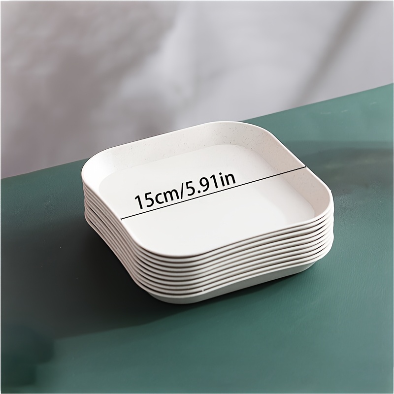 Image of 10pcs, Square Plastic Plate, 15cm/5.91in, , Lightweight And Indestructible, Food Tray, Fruit, Salad, Dessert, Cake, Potato Chip Plate, Party, Outdoor Camping, Small Plate For Multiple People