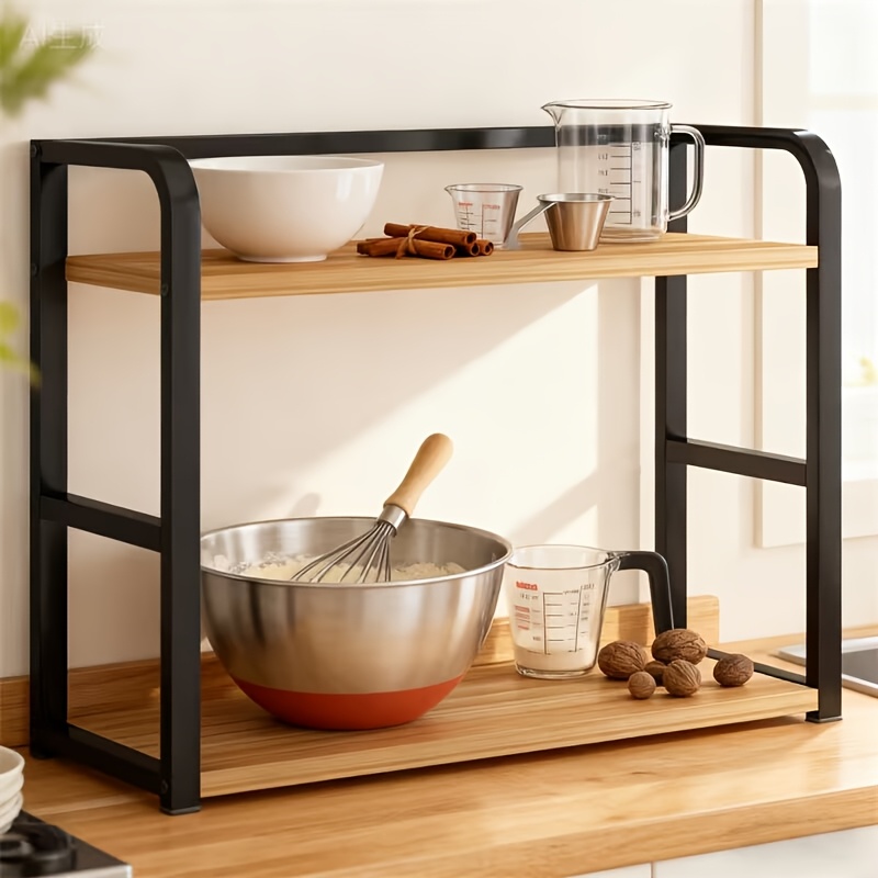 TEMU 2-tier Spice Rack Kitchen Countertop Organizer Shelf Coffee Bar Counter Shelf