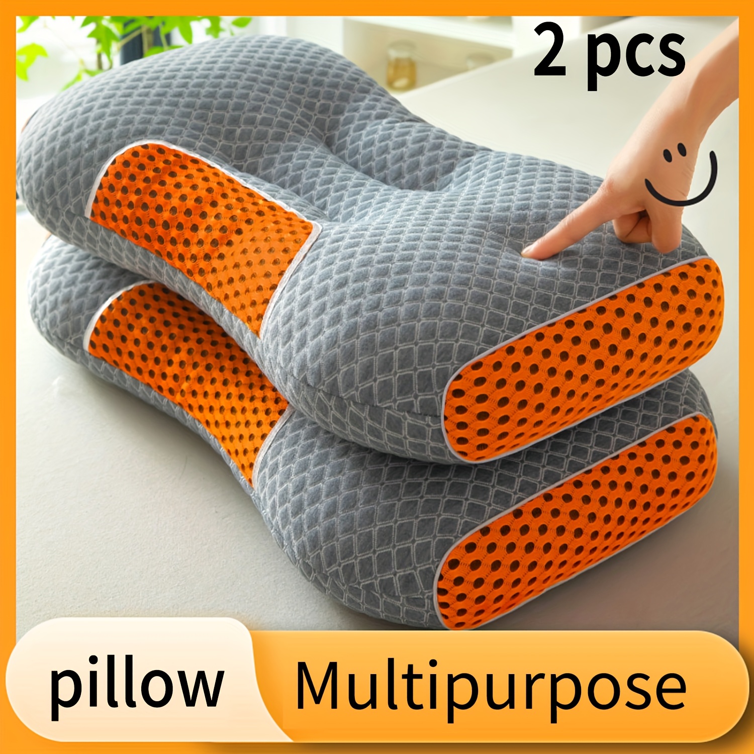 2pcs Soft Neck Pillows, Cervical Support for Side and Back Sleepers – Home Bedding Decorative Throw Pillow, Side Pillows for Sleeping, Cylindrical Pillow, Massage Headrest for Bed, Hard Pillows for Sleeping, Firm Pillows for Sleeping, Sleep Aid, Side Sleeper Pillow, Cylindrical Design, Stylish Bed Accessory, Hand Wash Only, Fabric, Ergonomic Support, Healthconscious Users, Bedroom Decorators