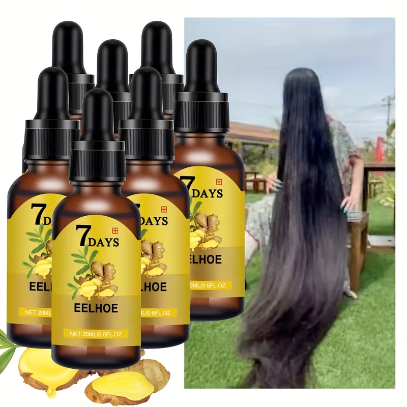 TEMU 7 Days Ginger Hair Oil For Scalp Massage Oil, 7pcs Ginger Oil, Hair Serum, Biotin Hair Serum, Perfect Day Gift, Nice Gift For Women/men 20ml/ 0.6fl.oz