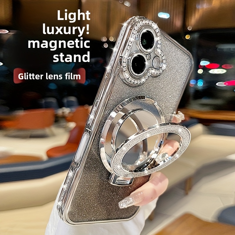 TEMU Phone Case - H99 Magnetic Kickstand Compatible With For Iphone 17 Case, New Sparkling Diamond Design For Women, Full-body Protection With