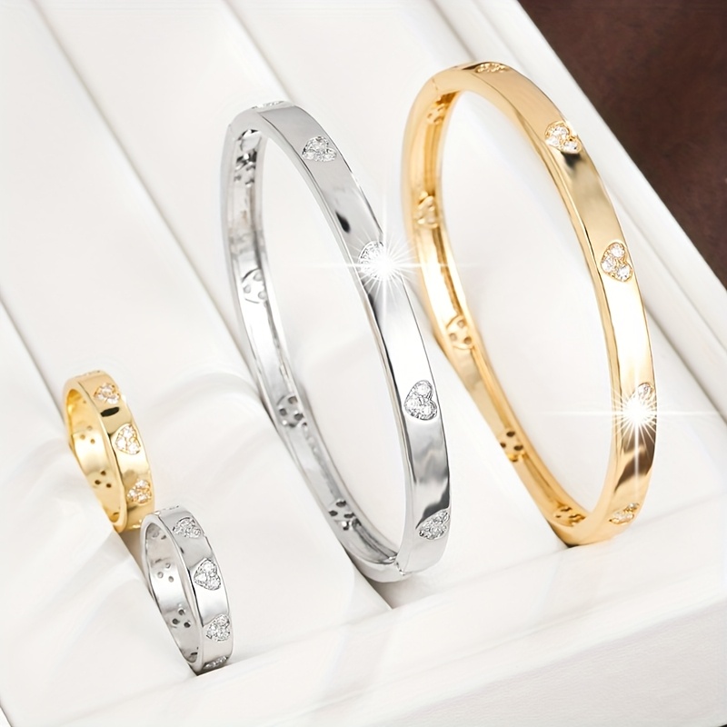 Synthetic Zirconia Bracelet and Ring Set for Women