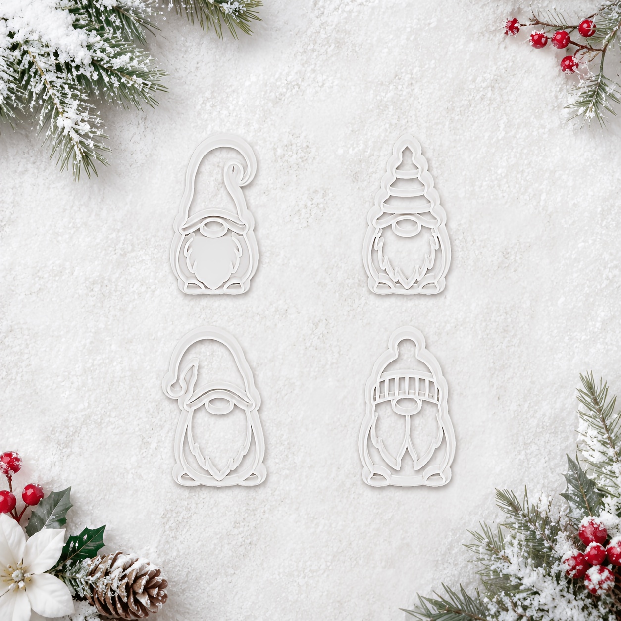 TEMU Lot de 4 emporte-pièces en pâte polymère pour lutins de Noël, moules à pâte variés de lutins de Noël, moules à pâte de lutins de Noël, outils de