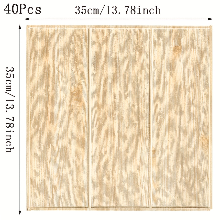 Image of 40pcs Self-adhesive 3d Textured Wallpaper Panels - Wood Grain Planks, Waterproof Removable Layered Wall Covering Suitable For Ceiling, Floors, Rooms, Bathrooms, Kitchens