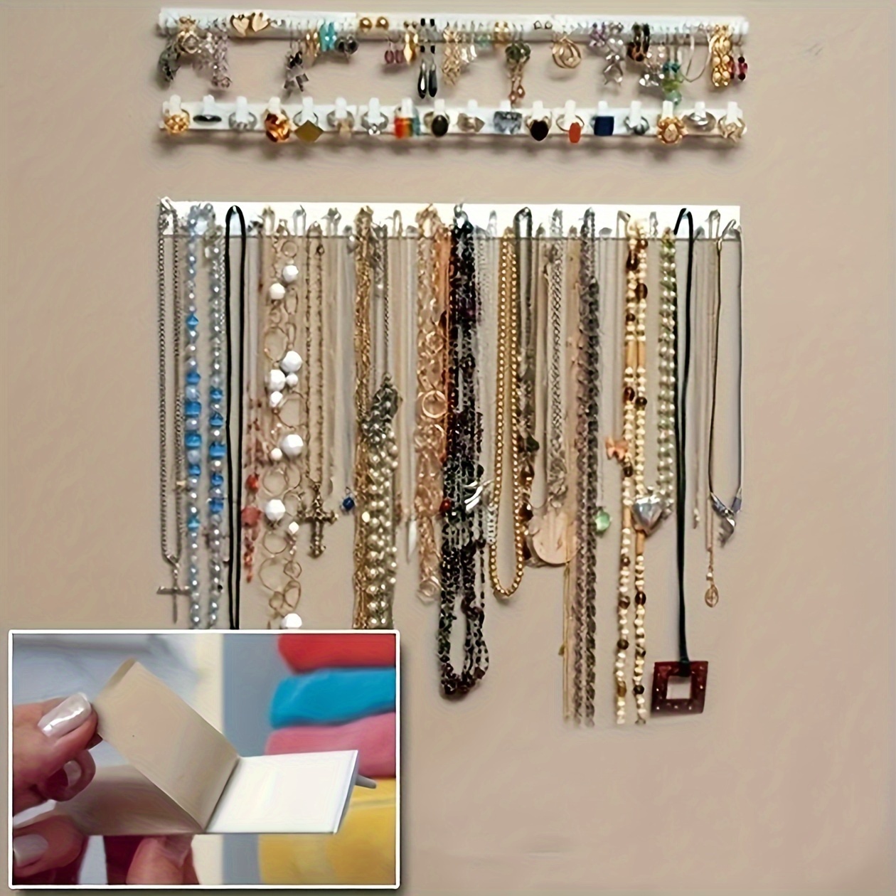 

9- Set Jewelry , -mounted Plastic Adhesive For , Necklace And Accessories Display Organizer, Multipurpose Hanging