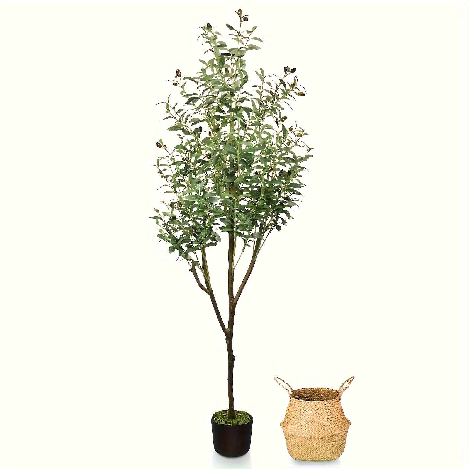 

71 Inch Artificial Olive Tree Realistic Fake Green Plant Home Decor Leaf Design For Living Room Office Corridor Low Maintenance Indoor Outdoor Decoration