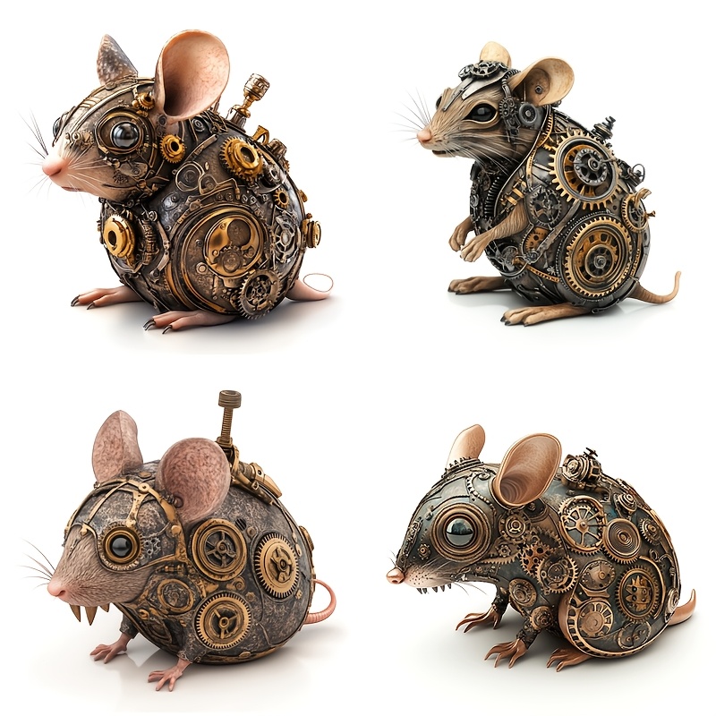 

4 En 1 Steampunk Autocollants De Souris Mécanique, De Haute , Autocollants Colorés, Résistants Aux Rayures, Pour Motocyclettes, De Voiture, Décoration De Carrosserie De Véhicule, Matériau En Plastique