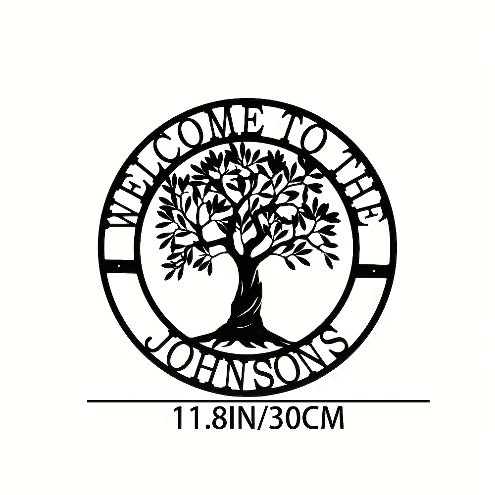 TEMU Personalized Tree Of Life Metal Wall Art With Family Names & Text - Elegant Name Plaques For Parents,, - Vertical Black & Sign For Living Room,