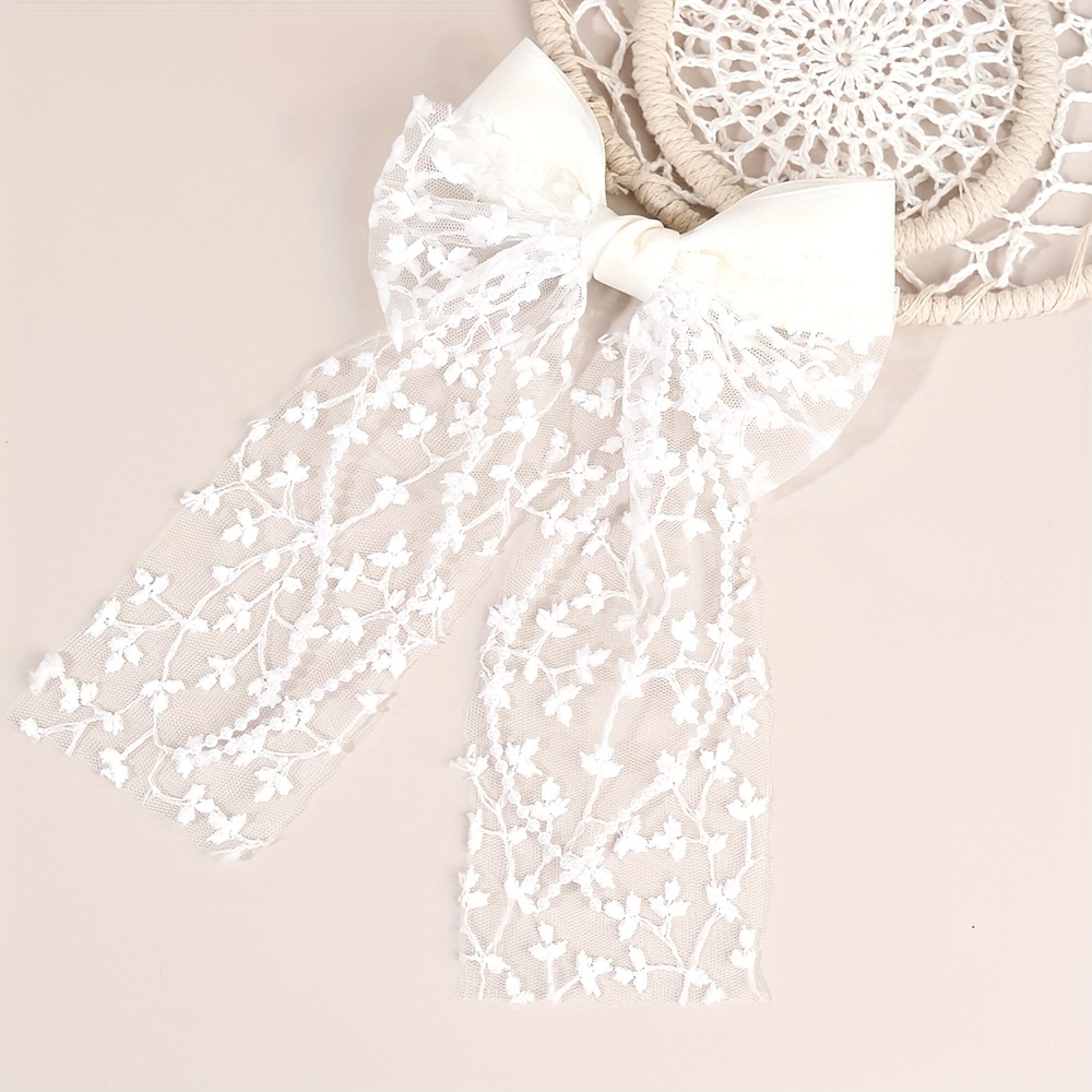 TEMU 1pc Barrette à Nœud en Dentelle avec Perles Style Élégant Français, Pince Anti-Glisse - Accessoires de Cheveux pour Femmes Ramadan Eid al Adha