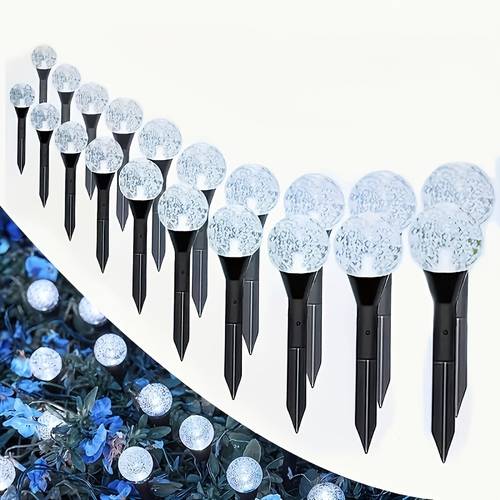 40led solar bubble crystal ball stake lights warm changing cool white 3 color options light sensor auto on off outdoor for garden patio lawn camping christmas holiday decorative lights