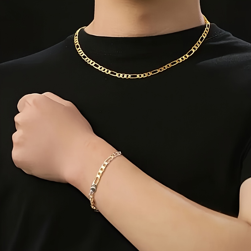 TEMU Collier chaîne Figarol Hip-Hop haut de gamme plaqué or , unisexe, adapté à un usage et aux vacances, accessoire toutes saisons