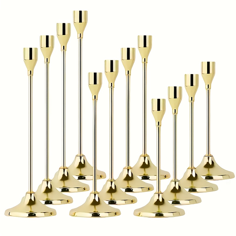 TEMU Ensemble de 12 bougeoirs coniques, 3 hauteurs élégantes pour centre de table de mariage, salle à manger, fête, décoration et de maison