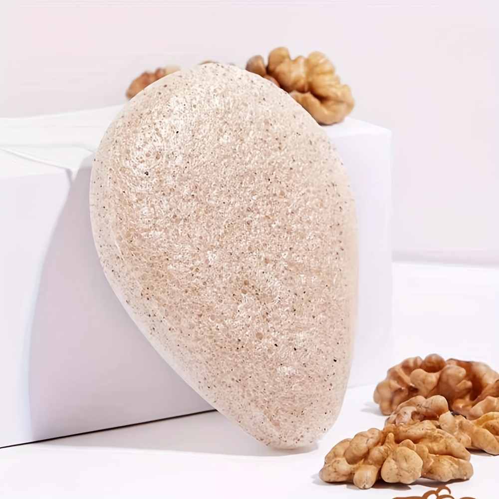 Burete Facial din Sâmburi de Nuc și Konjac, Burete Natural pentru Curățare, Instrument Moale pentru Îndepărtarea Machiajului și Curățarea Feței, 1 bucată