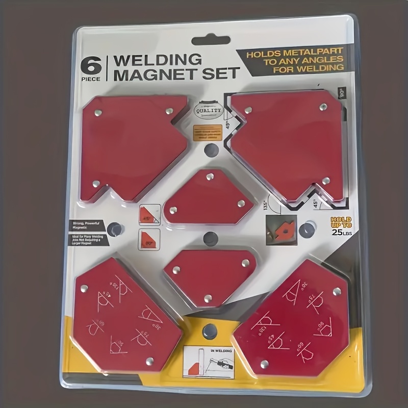 Image of Set Of 6 Magnetic Welding Angle Holders - Multi-angle Metal Positioning Tools Featuring Anti-collision Housing And Resin Edge Sealing For Accurate Welding Fixtures