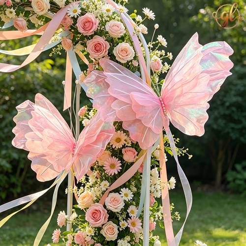 item picture 2 pcs party photo booth props glitter yarn realistic butterflies party photo decorations christmas tree ornaments suitable for weddings birthdays window displays etc ideal for room christmas party photo decorations