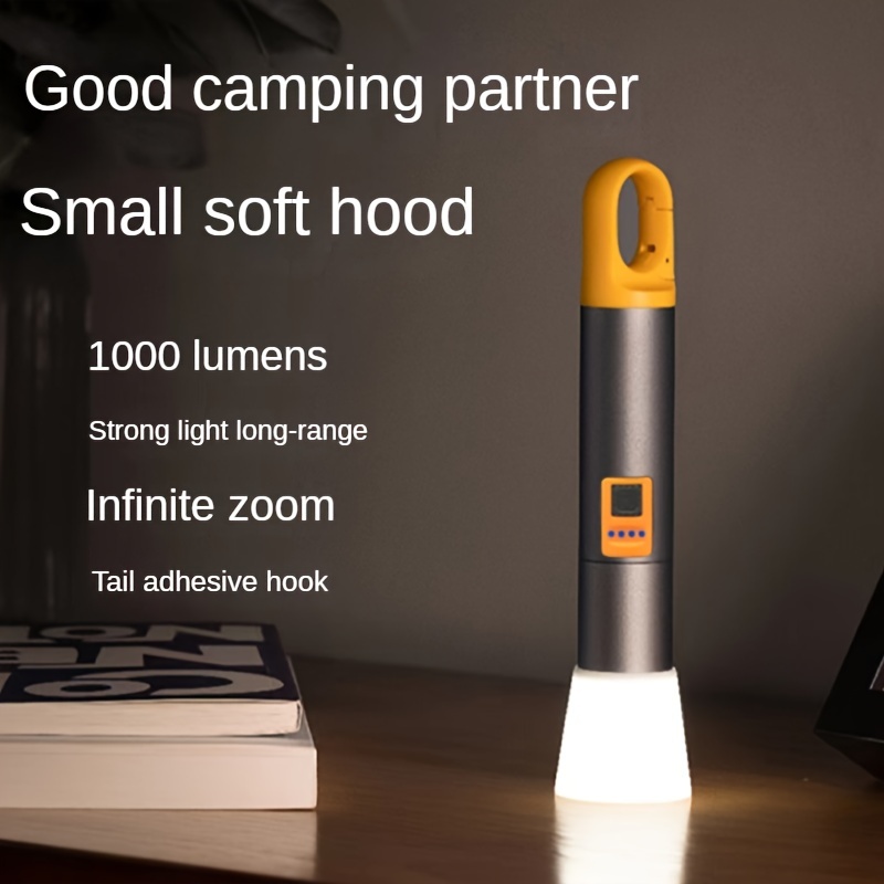 

Telescopic Zoom Flashlight With Diffuser, Outdoor Camping Light, Tent Light, Aluminum Alloy Led Strong Light Flashlight, Type-c Rechargeable Flashlight