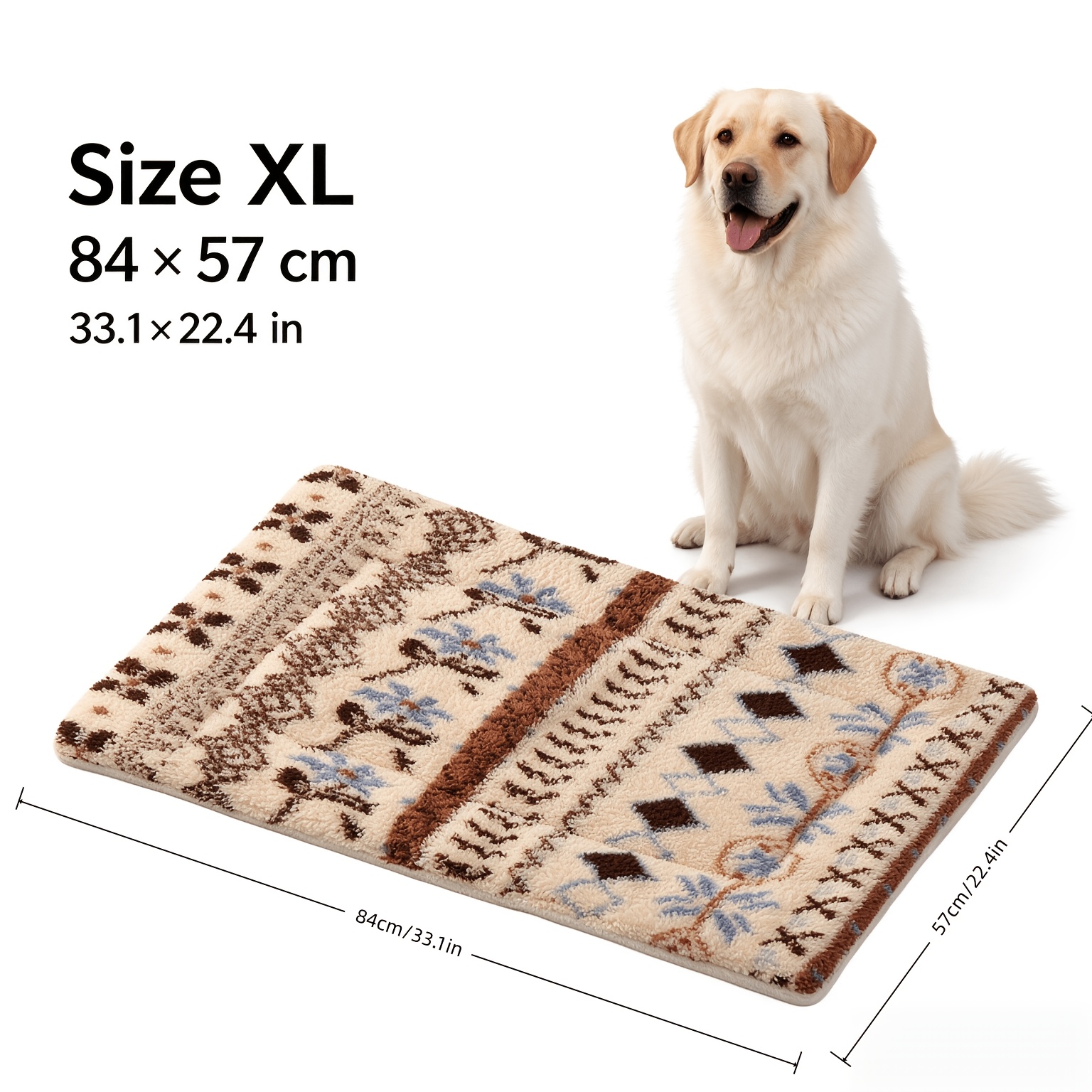 TEMU Ethnic Style Thick Plush Pet Mat, Sleeping Pad And Nest Mat For Cats And Dogs
