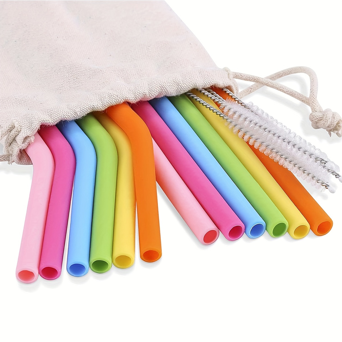 

Silicone Drinking Straws, Straws Reusable Set Of 12 With Cleaning-reusable Silicone Straws For 30 And 20 Oz Bpa Free No Rubber Taste Drinking