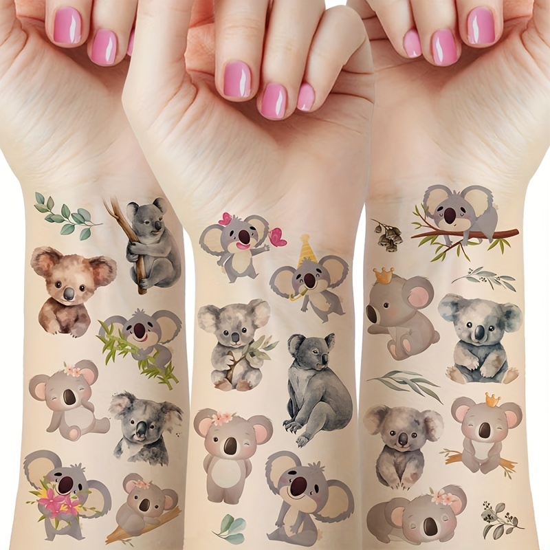 

Cute Koala Temporary Tattoo Stickers 2-pack, Watercolor Tree- Bear Waterproof Long-lasting Fake Tattoo Decals, Animal Party Favor Body Art Decorations, Oblong Shape - 15x21cm