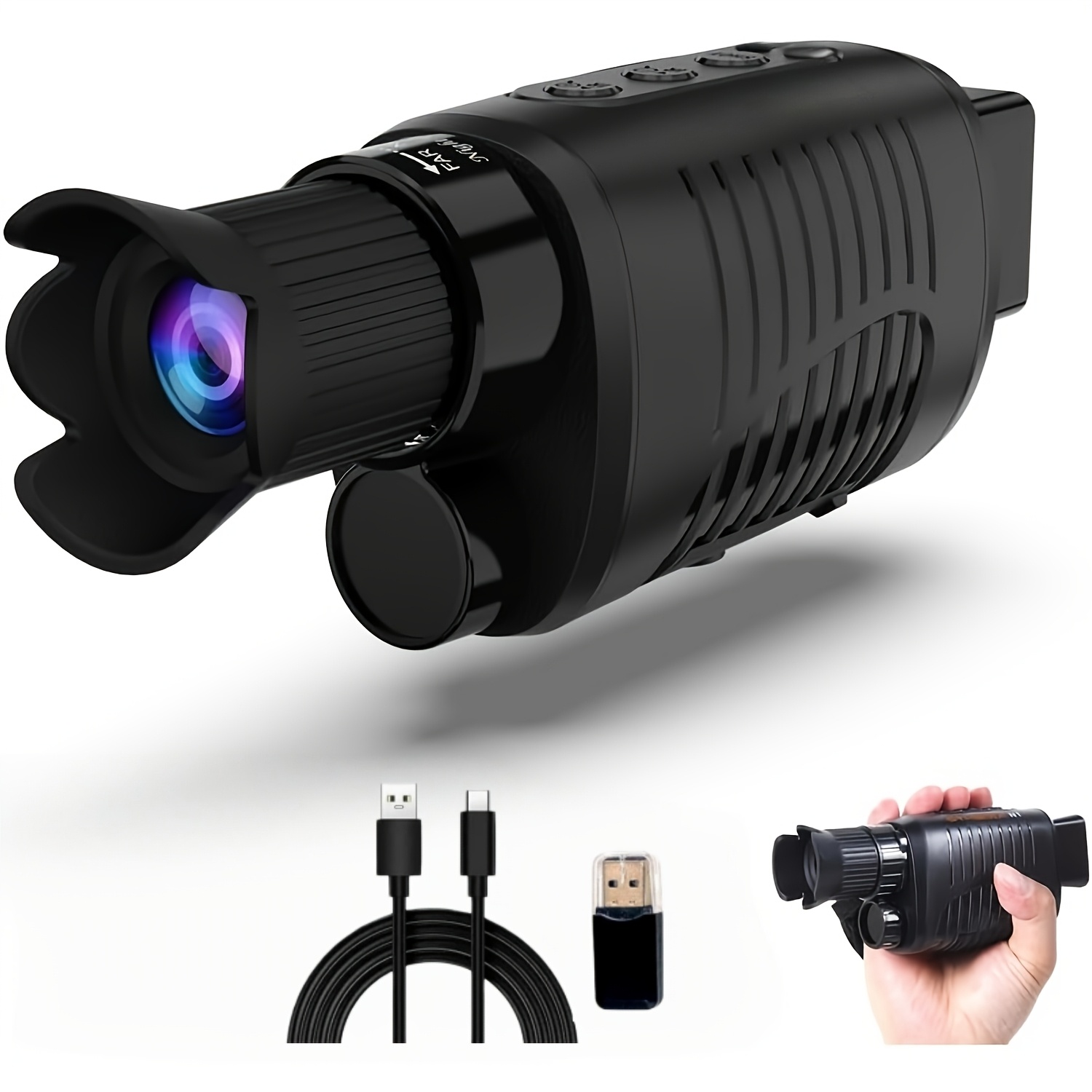 TEMU Night Vision Monocular Upgraded Infrared Digital Telescope For 100% With 10x Zoom 2000mah Rechargeable Battery 32 Gb Sd Card & Card Reader, For Adult Hunting Camping