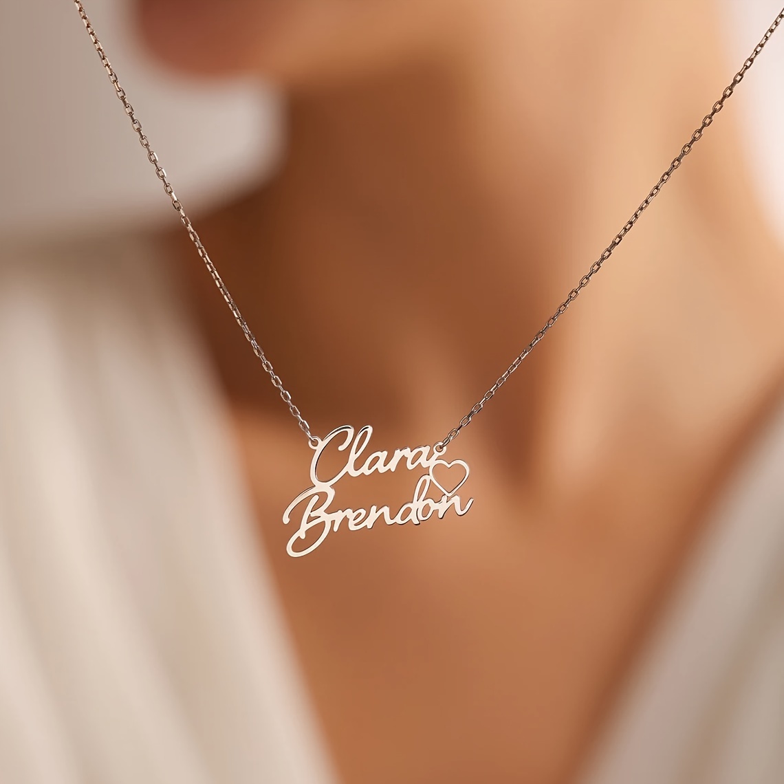 TEMU Collana personalizzata con cuore con , collana con ciondolo con targhetta con di , gioielli di moda per il matrimonio, il miglior regalo ,