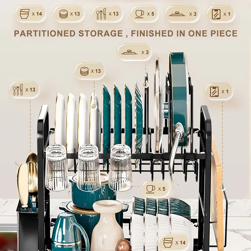 2 tier dish drying rack with pot holders dish racks for kitchen counter kitchen utensil holder dish rack with metal kitchen dish rack kitchen drying rack two tier racks kitchen organizer pantry organizers and storage Product details 1