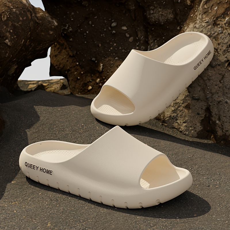 Simple Solid Color Slides, Casual Open Toe Soft Sole Shoes, Comfortable Indoor Home Bathroom Slides