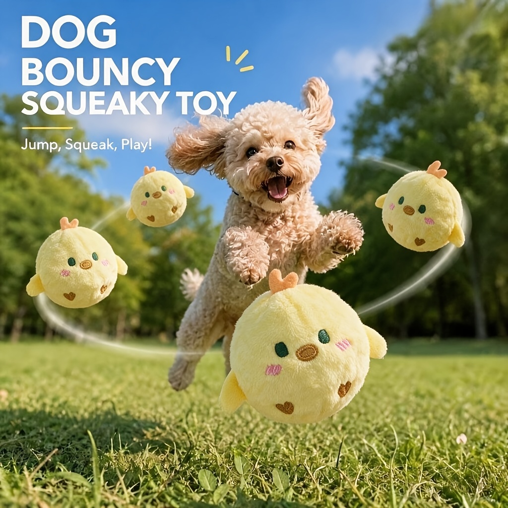 Interactive Bouncing Squeaky Toy Ball for Dogs and Cats