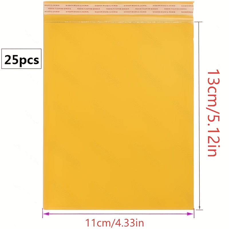 25pcs Yellow Mailing Envelopes With Bubble Filling, Self-sealing And Padded Envelopes For Transportation And Packaging