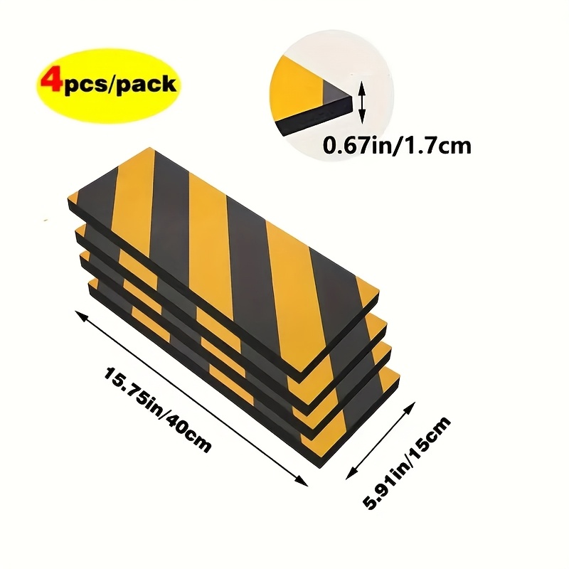 Reflective Garage Door Protector Stickers, Yellow And Black Stripes, 2pcs/4pcs - Pe Material, Fit, Collision And Scratch Protection, Foam, Warning Blocks