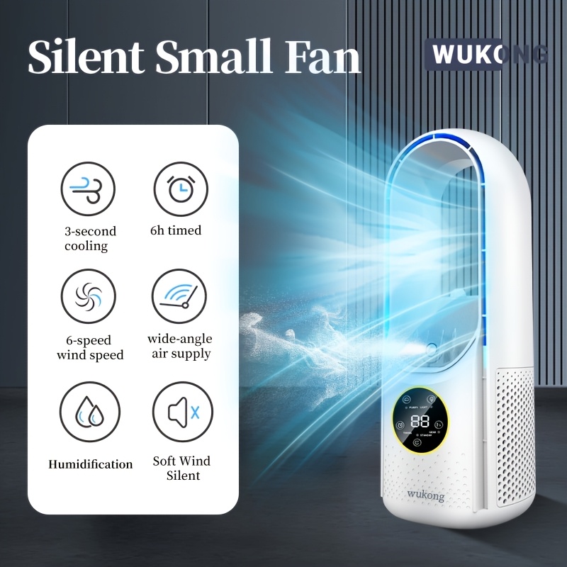 leafless portable air conditioner fan safe and   with bladeless design six speed quiet cool fan 1 6 hour timer shutoff built in humidification   and ice compatible suitable for bedroom room office tent